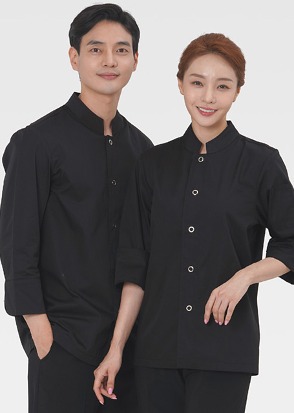 블랙 싱글스냅링 칠부조리복(남녀공용)
