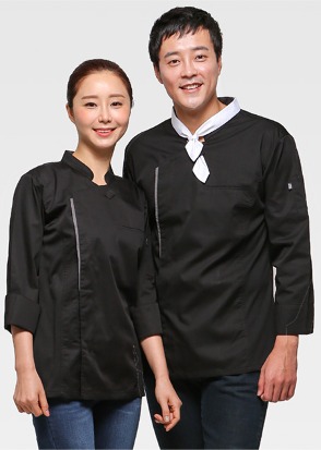 블랙 엣지포인트 긴팔조리복(남녀공용)