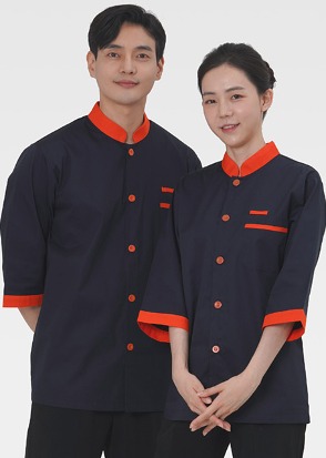 곤오렌지 싱글단추 칠부조리복(남녀공용)