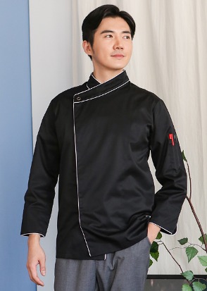 검정 파이핑 스냅 칠부조리복